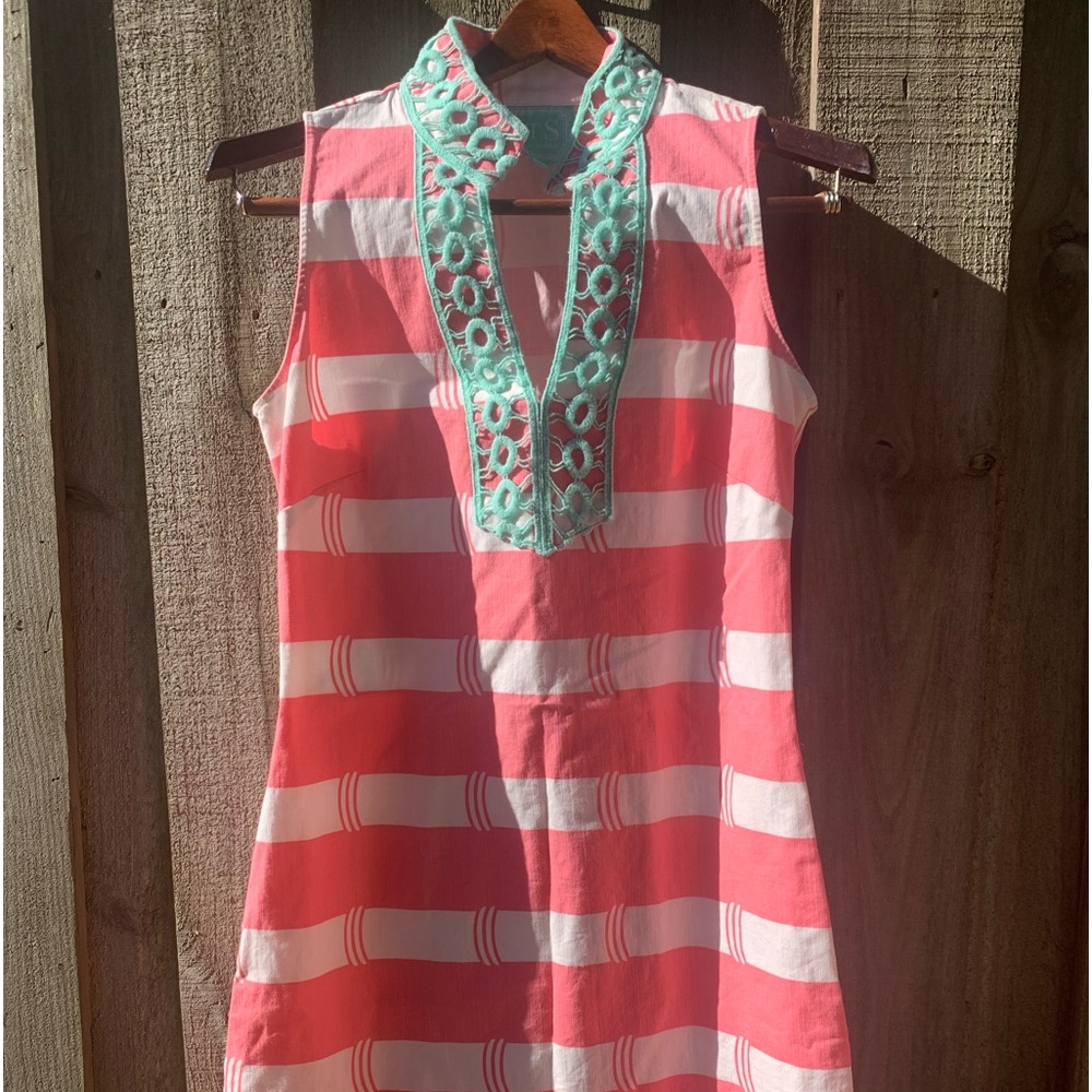 Sail To Sable Pink Striped Cotton Sleeveless Dress size small
